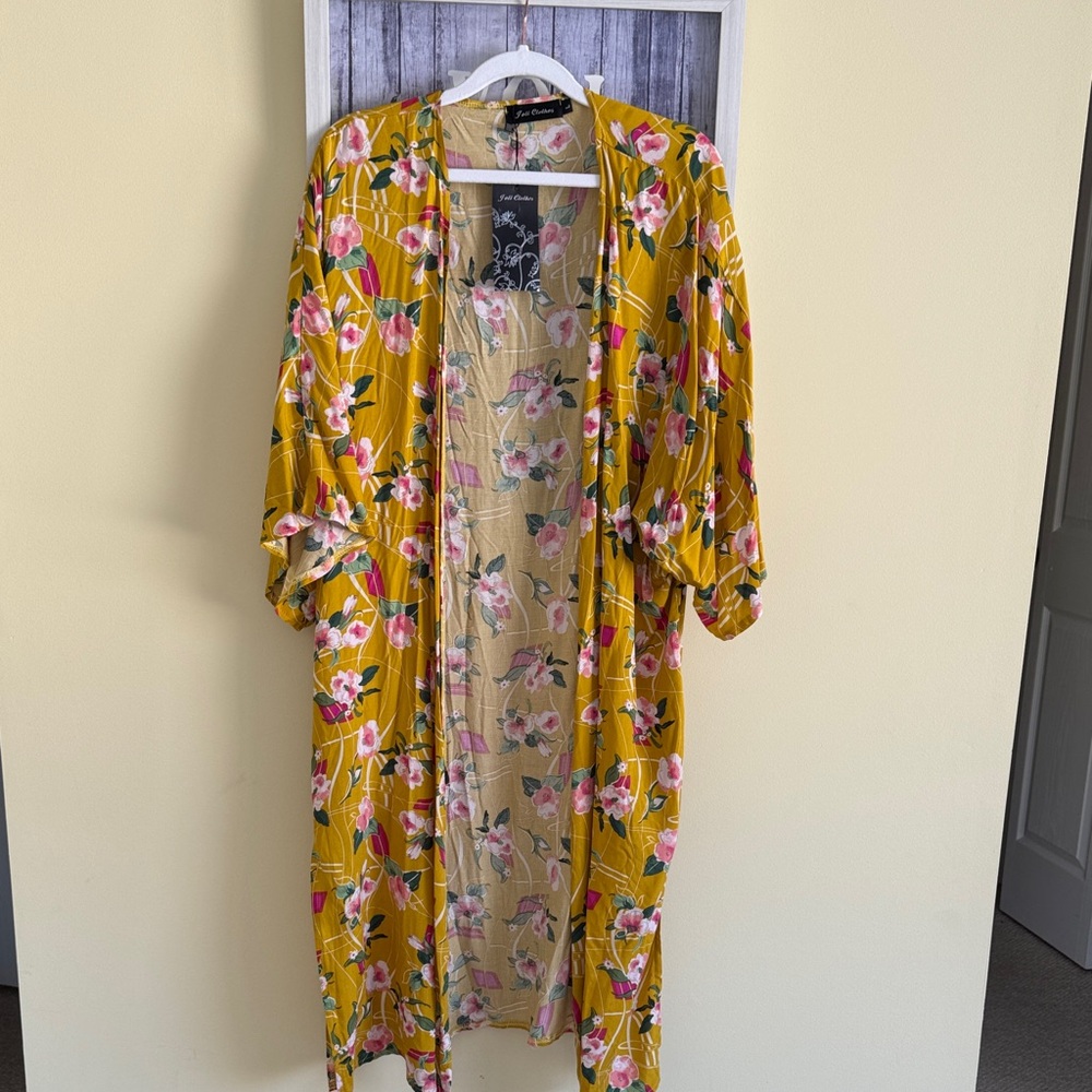 Floral Yellow Kimono Cardigan